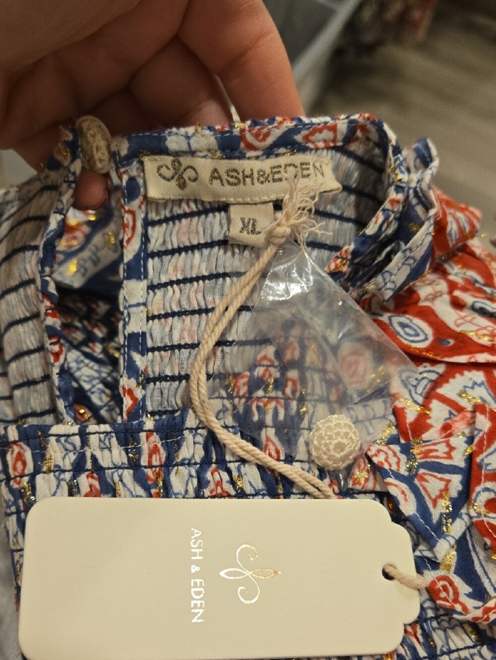 Ash & Eden Red and Blue Boho Dress with Metallic Accents | Size XL - NWT - Picture 5 of 6